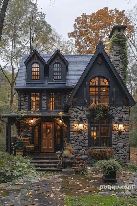 Cottagecore Houses, Dark Cottagecore House, Modern Exteriors, Cottagecore House, Dark Cottagecore, Dream Cottage, Fantasy House, Cute House, Gothic House