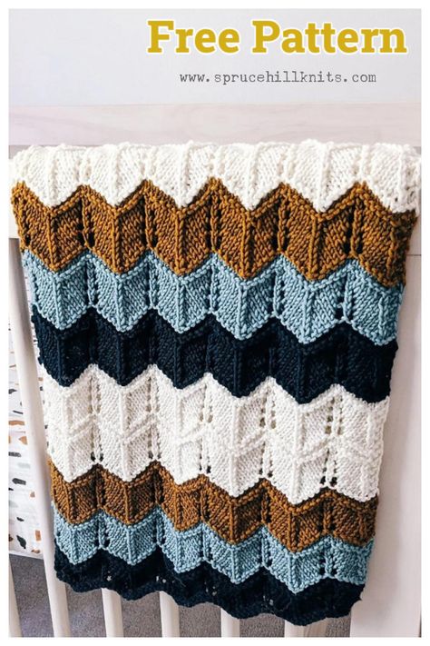 Chevron Baby Blanket Free Knitting Pattern Knitted Ripple Afghan Free Pattern, Knit Afghan Patterns Free, Knit Throw Blanket Pattern, Chevron Crochet Blanket Pattern, Crochet Chevron Baby Blanket, Knit Afghan Patterns, Crochet Blanket Chevron, Free Baby Blanket Patterns, Chevron Baby Blankets