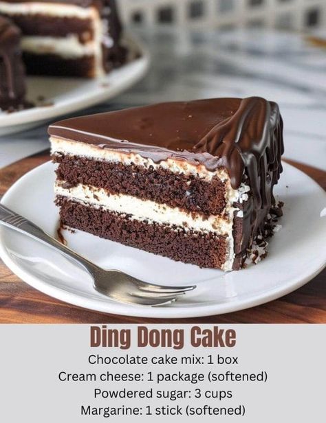 Ding Dong Cake Recipe, Ding Dong Cake, Italian Cream Cake Recipe, Stuffed Chicken Breast Cream Cheese, Texas Sheet Cake Recipe, Italian Cream Cakes, Sheet Cake Recipes, Baked Strawberries, Cream Cheese Chicken