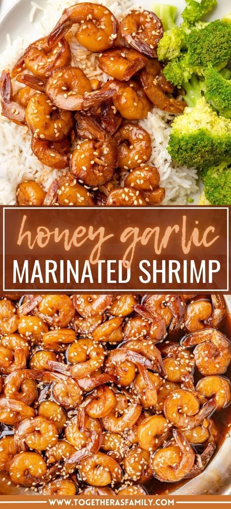 Sticky Honey Garlic Butter Shrimp, Honey Garlic Soy Sauce, Easy Honey Garlic Shrimp, Shrimp Meal Prep, Soy Sauce Marinade, Honey Shrimp, Honey Garlic Shrimp, Shrimp And Rice Recipes, Food Seafood