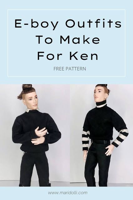 2 E-Boy Style You Can Make for Your Ken Doll - Maridolli Ken Doll Patterns, Ken Clothes Patterns Free, Ken Doll Clothes Patterns Free, Ken Doll Outfits, E Boy Aesthetic, E Boy Style, Diy Ken Doll Clothes, Ken Clothes, Free Barbie