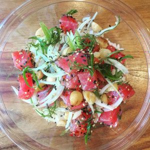 Chef Brooke Williamson, Tuna Poke Bowl Recipe, Brooke Williamson, Top Chef Recipes, Poke Recipe, Tuna Poke Bowl, Poke Bowl Recipe, Healthy Cleanse, Hawaiian Dishes