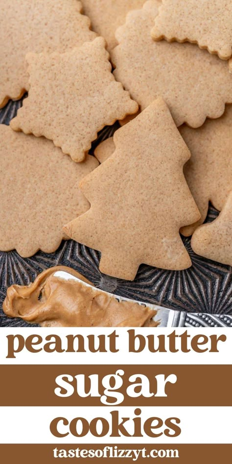 Peanut Butter Slice And Bake Cookies, Peanut Butter Ice Box Cookies, Christmas Cookie Recipes Cut Out, Peanut Butter Cookies Decorated, Cookie Butter Sugar Cookie, Butternuts Cookies Recipe, Snickerdoodle Sugar Cookies Cut Out, Peanut Butter Cookies Christmas, Easy No Chill Sugar Cookie Recipe