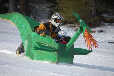 Fernie's March 30 Cardboard Derby... Cardboard Sled, Cardboard Dragon, Family Olympics, Homemade Gingerbread House, Cardboard Boat, Cardboard Creations, Cardboard Car, Homemade Gingerbread, Ski Culture