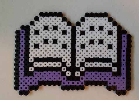 Book perler beads by Joanne Schiavoni Pyssla Ideas, Hamma Beads Ideas, Perler Creations, Melty Bead Patterns, Tiny Cross Stitch, Hama Beads Design, Perler Bead Templates, Perler Crafts, Halloween Beads