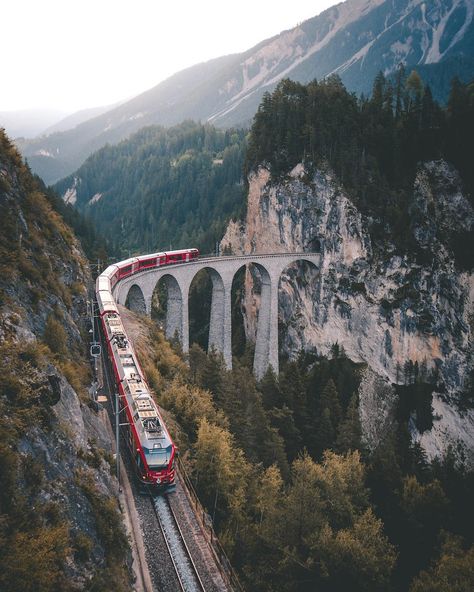 Bernina Express, Swiss Railways, Train Journey, Road Trippin, City House, Nature Aesthetic, The Train, Commercial Vehicle, Around The Worlds