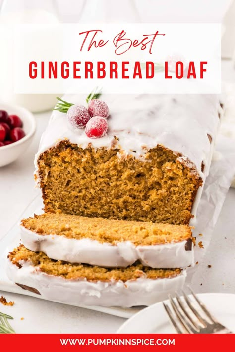 Ginger Bread Bread Recipe, Gingerbread Quick Bread Recipe, Pumpkin Spice Quick Bread, Gingerbread Quick Bread, Holiday Loaf Bread Recipes, Winter Quick Breads, Gingerbread Recipe Loaf, Moist Gingerbread Loaf, Gumdrop Loaf