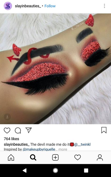 Devil Instagram @slayinbeauties_ Cute Devil Makeup Halloween Easy, Devils Makeup, Red Makeup Looks Halloween, Devil Costume Women Diy, Cute Devil Makeup Halloween, Halloween Makeup Devil Easy, Devil Costume Women Makeup, Devil Makeup Tutorial, Glam Devil Makeup