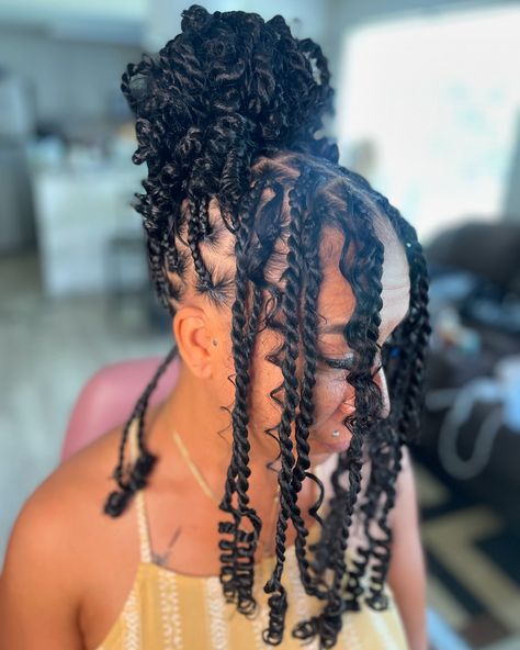 Island Twist With Curls, Boho Island Twist, Bob Twist, Twist With Curls, Twist Bob, Boho Bob, Island Twist, 4 Braids, Boho Twists