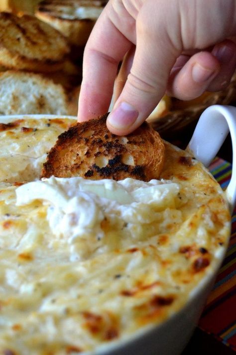 Find this sweet onion dip and more in this hot dip recipes roundup! Hot Onion Dip, Vidalia Onion Dip, Dip Recipes Hot, Onion Dip Recipe, Vidalia Onion, Hot Appetizers, Grilled Bread, Onion Dip, Vidalia Onions