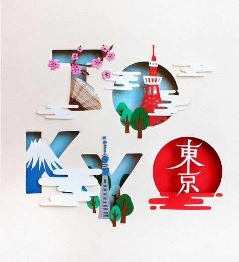 Check out this @Behance project: "3D Cutout Paper Typography / TOKYO" https://www.behance.net/gallery/59216839/3D-Cutout-Paper-Typography-TOKYO Paper Cutout Typography, Collage Art Typography, Cutout Graphic Design, Tokyo Typography, 3d Tipografi, Paper Typography, Arte Pop Up, 3d Typography Design, Cut Out Art