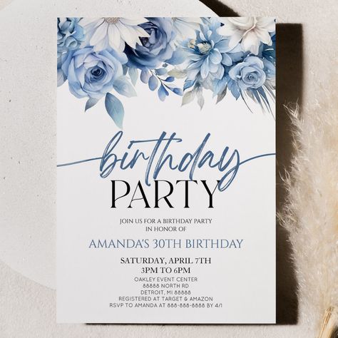 Flowers Birthday Party, 40th Bday Ideas, Flower Birthday Party, Floral Birthday Invitations, Template Birthday, 50th Birthday Invitations, Flowers Birthday, Flower Birthday, Floral Birthday