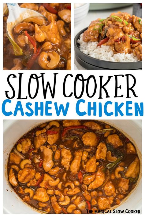 Cashew Chicken Crockpot, Crockpot Chinese, Slow Cooker Cashew Chicken, Crockpot Meat, Cashew Chicken Recipe, Asian Dish, Chinese Foods, Chicken Breast Recipes Baked, Poultry Dishes