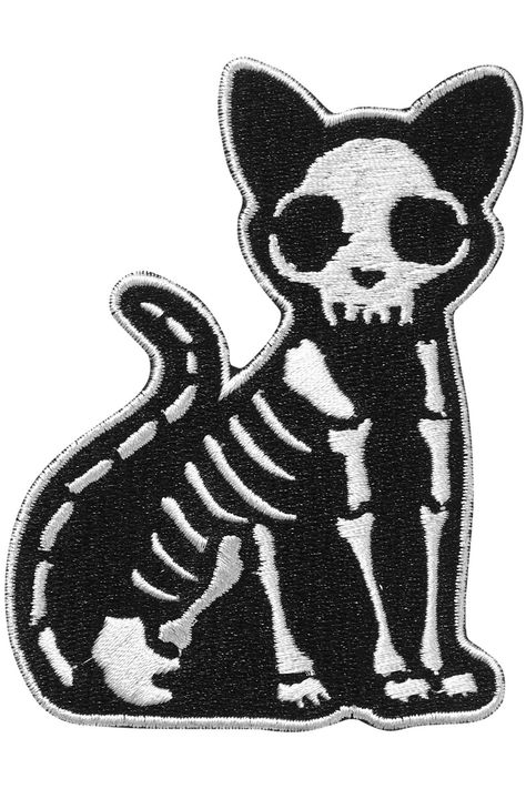 Skeleton Cat, Cat Purr, Punk Patches, Wine Bottle Diy Crafts, Cute Patches, Cool Patches, Diy Patches, A Skull, Sticker Patches