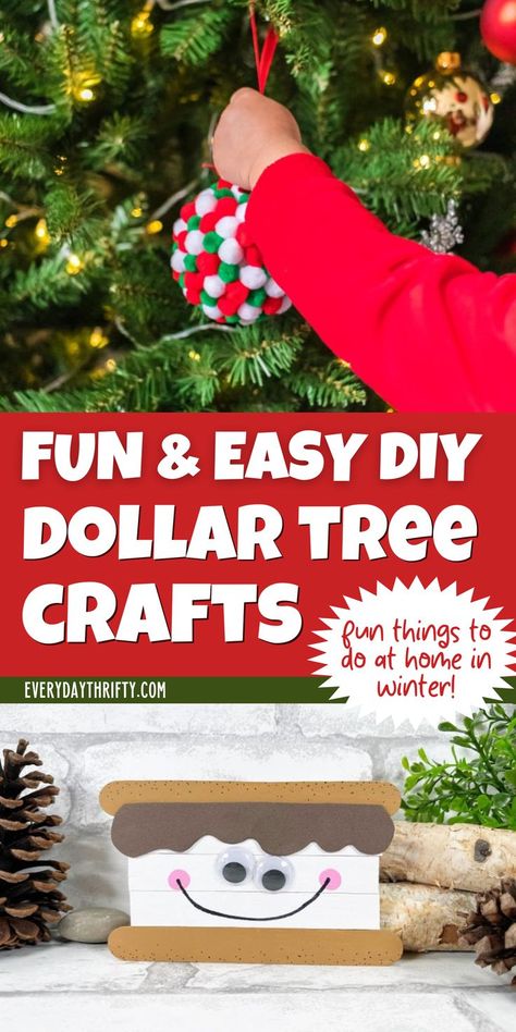 Enjoy creative fun with these Dollar Tree crafts! This post is packed with DIY Christmas decoration, cheap winter activities, and unique budget crafts for easy, affordable projects. Try Dollar Tree Holiday Crafts and DIY Dollar Store Christmas Projects to decorate your home without overspending. Dollar Tree Kids Christmas Crafts, Dollar Store Christmas Crafts For Kids, Dollar Tree Christmas Crafts Diy Kids, Dollar Tree Fabric Crafts, Dollar Tree Christmas Diy Decorations, Dollar Tree Holiday Crafts, Useful Crafts For Adults, Dollar Tree Crafts For Kids, Quick Diy Crafts