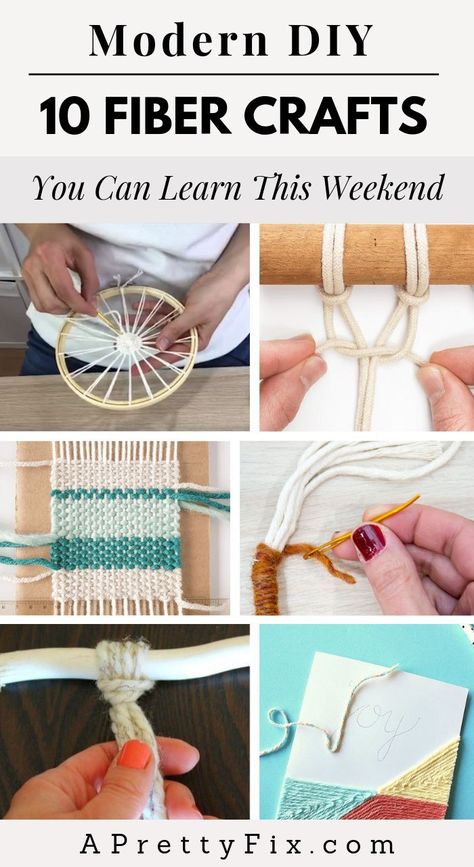 Ever wanted to learn weaving, macrame or any other fiber craft that's been trending the past few years? In this round-up of 10 fiber craft tutorials, you'll be able to pick up a new skill in just one weekend. It's that easy! #weaving #macrame #fiberart #yarncrafts #diycrafts #diycrafts Weaving Crafts For Adults, Yarn Crafts To Sell Easy Diy, Diy Yarn Crafts To Sell, Easy Weaving Projects, Yarn Crafts For Adults, Easy Weaving, Weaving Macrame, Yarn Crafts For Kids, Tassels Tutorials