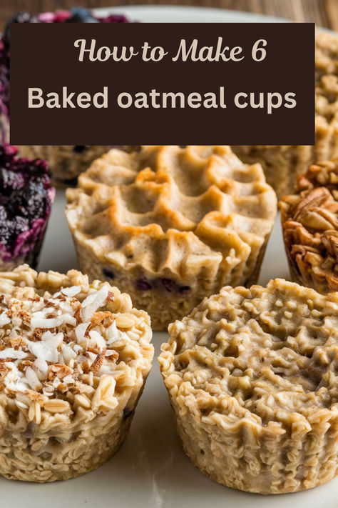 These baked oatmeal breakfast cups yield a dozen hearty oatmeal bites, offering six unique and tasty flavor variations to suit every craving. Oatmeal Brunch Ideas, Baked Oatmeal Cups No Banana, Oatmeal Breakfast Cups, Air Fryer Oatmeal, Healthy Baked Oatmeal, Air Fryer Breakfast, Oatmeal Bites, Baked Oatmeal Healthy, Granola Bites