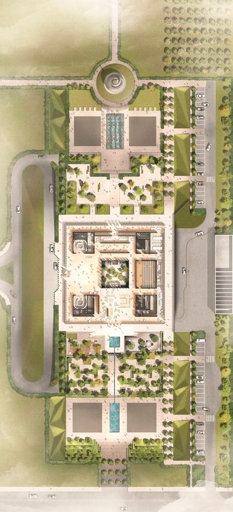 Cultural Center Architecture, House Of Wisdom, Foster House, Landscape Architecture Plan, Foster Partners, Brick Architecture, Landscape Design Plans, Layout Architecture, Collaboration Space