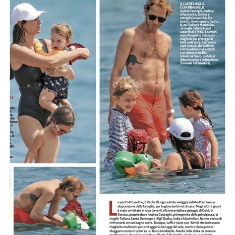 #NEW From Gente Magazine -- Photos of the family summer vacation in Calvi, Corsica . Andrea & Tatiana Casiraghi with their children Sasha,… Calvi Corsica, Tatiana Casiraghi, Andrea Casiraghi, Family Summer Vacation, Monaco Royal Family, Family Summer, Princess Caroline, Photo Magazine, Summer Vacation