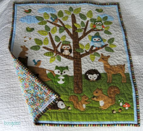 boogaloo: Forest Friends Baby Quilt Woodland Quilts, Forest Friends Quilt, Woodland Baby Quilt, Animal Baby Quilt, Woodland Quilt, Boys Quilt Patterns, Forest Quilt, Woodland Fabric, Nursery Quilt