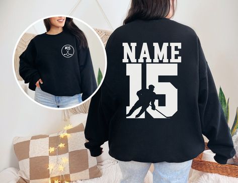 Personalized Hockey Sweatshirt with Name and Number, Hockey Mom Sweater, Custom Hockey Team Gifts, Personalized Gift for Hockey Player Hockey Gifts For Boys, Hockey Mom Sweatshirt, Hockey Team Gifts, Hockey Sweater, Hockey Sweatshirts, Hockey Clothes, Mom Sweater, Hockey Team, Hockey Player