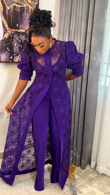 Tailor Catalogue on Instagram: "We still can't get over @cloutclothingng statement piece...🤎🤎🤎 Shop @cloutclothingng #kimono #pants#tailorcataloguepage" Lace Kimono Outfit, Kimono Pants, Materials Gown Style, Prom Dresses Pink, Bubu Gown Styles, Long African Dresses, 2piece Outfits, Lace Gown Styles, African Dresses Modern