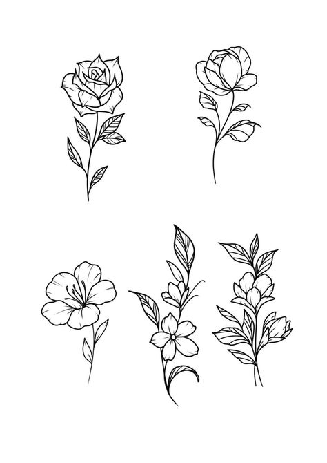 Simple Flower Tattoo Ideas, Simple Peony Tattoo Outline, Rose Bud Tattoo Design, Small Tattoo Flower, Flower Flash Tattoo, Ankle Tats, Rose Bud Tattoo, Ankle Tat, Square Tattoo