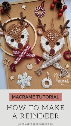 Christmas Diy Macrame, Macrame Rudolph, Macrame Holiday Decor, Macrame With Wooden Rings, Macrame Projects Free Pattern, Macrame Diy Patterns, Macrame Reindeer, Spring Macrame, Holiday Macrame