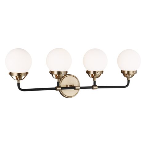 Cafe Four Light Wall / Bath Sconce Vanity Fixtures, Condo Bathroom, Brass Vanity Light, Wall Vanity, Bathroom Lights, Contemporary Bathroom Vanity, Small Chandelier, Sea Gull Lighting, Generation Lighting