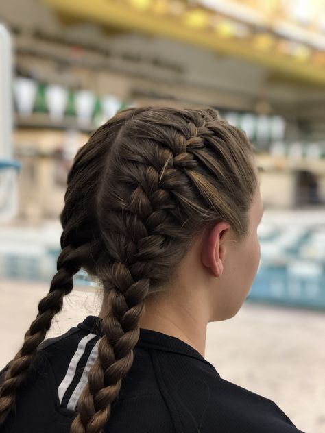 Cute Volleyball Hairstyles, Tan Skin Blonde Hair, Bentuk Alis, Luxy Hair, Sport Hair, Cute Braided Hairstyles, Braided Ponytail Hairstyles, Braids With Curls, Sports Hairstyles