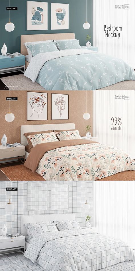 Bedroom Bedding and Wallpaper Mockup Bedding Mockup, Wallpaper Mockup, 3d Crafts, Postcard Mockup, Free Mockup Templates, Bedroom Bedding, Mockup Downloads, Psd Mockup Template, Mockups Design