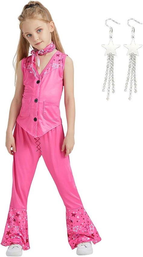 Kids Barbie cowgirl costume Barbie Costume Kids, Cowgirl Cosplay, Cowgirl Costume Kids, Pink Cowgirl Costume, 80s Hippie, Hot Pink Pants, Disco Costume, Barbie Kids, Black Butler Ciel