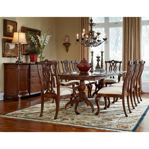 Antique Dining Room Sets, Cherry Dining Room, Classic Dining Room Furniture, Antique Dining Room Furniture, Antique Dining Room Table, American Drew Furniture, Antique Dining Room, Brown Dining Room, Double Pedestal Dining Table