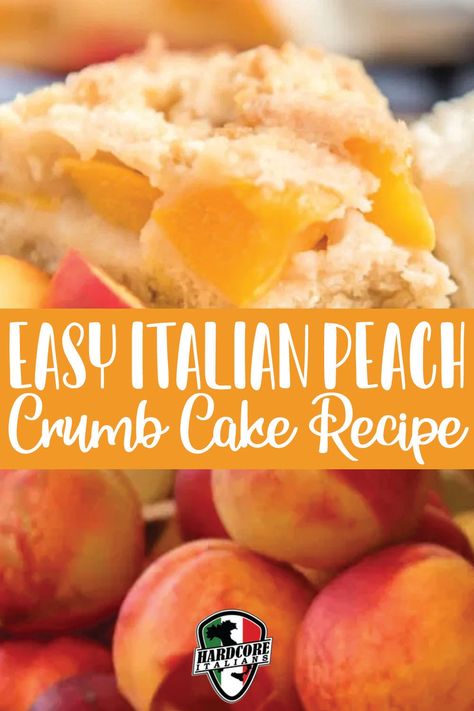 Italian Peach Crumb Cake, Italian Peach Cake, Italian Peach And Lemon Cake, Peach Crumb Cake, Peach Ricotta Cake, Crumb Recipe, Peach Dessert Recipes, Crumb Cake Recipe, Italian Cake