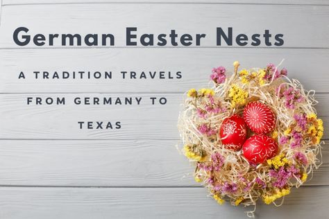 German Easter Nest Tradition- From Germany to Texas German Easter Traditions, German Crafts, German Easter, Easter Nests, Candy Egg, Easter Hunt, Mexican Hat, Indian Paintbrush, Easter Morning