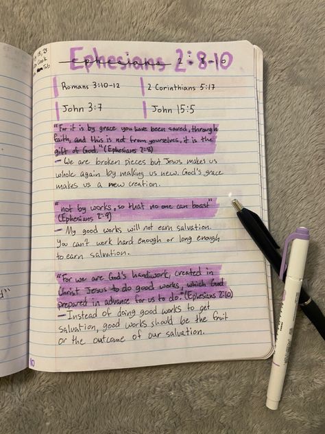 Ephesians 2 Bible Study, Ephesians Bible Study Notes, Ephesians 2:10, Prayer Strategies, Journal Bible Quotes, Bible Journal Notebooks, Ephesians 2, Motivational Bible Verses, Bible Doodling