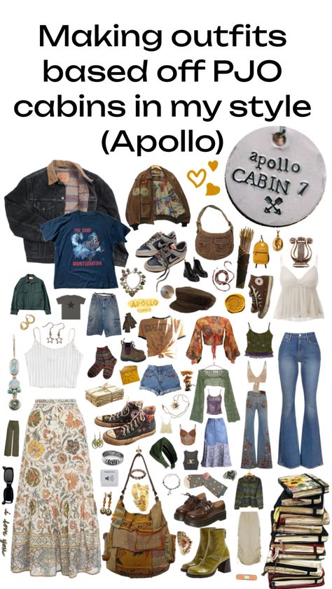 #outfitinspo #cabin7 #percyjackson #apollo Percy Jackson Costume, Cabin Outfit, Apollo Aesthetic, Apollo Cabin, Percy Jackson Outfits, Percy Jackson Memes, Mood Board Fashion, Feel Inspired, Baddie Outfits