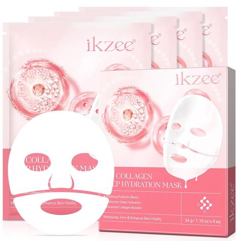 Collagen Real Deep Mask, Hydrating Overnight Hydrogel Mask with Low Molecular Weight Collagen for Pore Minimizing, Moisturize, Firm and Enhance Skin Elasticity Collagen Face Mask, Collagen Booster, Collagen Mask, Overnight Mask, Anti Aging Ingredients, Beauty And Skin Care, Brighten Skin Tone, Enlarged Pores, Shrink Pores