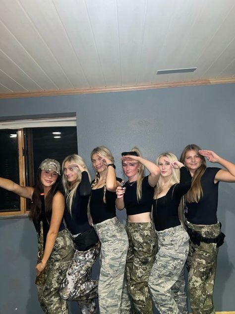 #halloween#costume#girls#fun#goingout Group Of 8 Costume Ideas, Group Halloween Costumes Not Basic, Group Dress Up Ideas Friends, Army Group Costume, Fun Halloween Costumes For Groups, Halloween Costumes For Multiple People, Group Costume Themes, Huge Group Costumes, 6 Person Costume Ideas