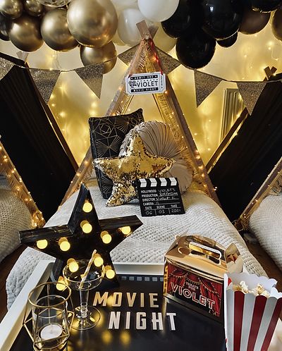 Movie Night Sleepover Party, Teepee Themes, Movie Sleepover, Movie Night Sleepover, Vintage Movie Night, Sleepover Tents, Neon Accessories, Bell Tents, Pyjama Party