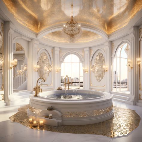 Castle Bathroom Aesthetic, Royal Bathroom Aesthetic, Royal Bathroom Luxury, Bathroom Royal, All White Backdrop, Luxury Bath Tub, Palace Bathroom, Roman Bath House, Royal Interior