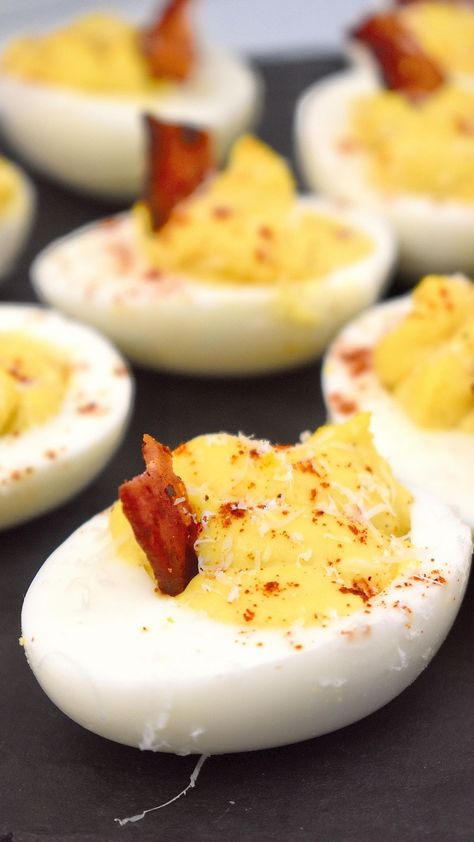 saucedupfoods on Instagram: Summertime is just meant for deviled eggs! These delicious truffle flavored appetizers are going to be your next summer table must-have!… Truffle Deviled Eggs, Sauced Up Foods, Easter Deviled Eggs, Easy Truffles, Truffle Sauce, Thanksgiving 2022, Bacon Deviled Eggs, Quick And Easy Appetizers, Deviled Eggs Recipe