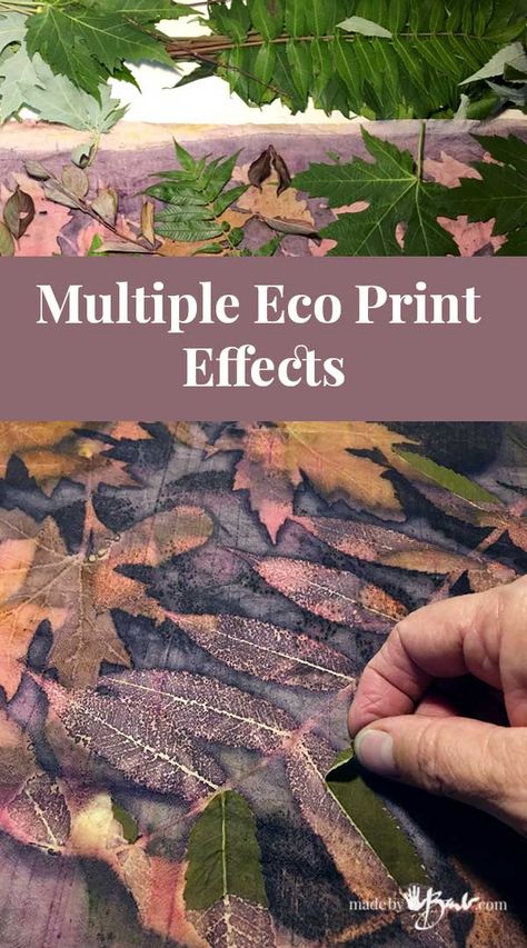 Multiple Eco Print Effects - Made By Barb - duplicate magical leaf printing Eco Dyeing Fabric Leaf Prints, Eco Dyeing Paper, Leaf Printing On Fabric, Natural Printing, Eco Printing Tutorial, Eco Printing Textiles, Eco Dyeing Fabric, Tinta Natural, Leaf Dyeing