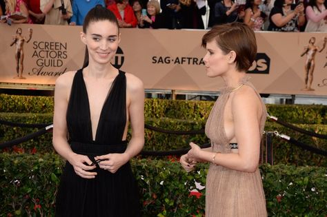 Pin for Later: Sister, Sister! Kate and Rooney Mara Showed Up Together For the SAG Awards Rooney And Kate Mara, Kate Mara, Rooney Mara, Sister Sister, Sag Awards, Real Life Stories, Popsugar, Show Up, Backless Dress Formal