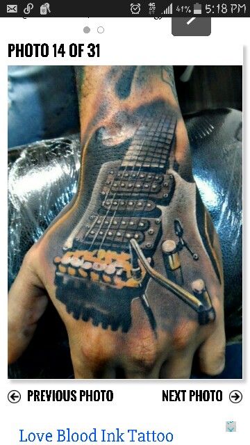 Guitar Hand Tattoo, Hand Tatto, Hand Tattoo, Ink Tattoo, Hand Tattoos, One Pic, Tatting, Body Art, Piercings