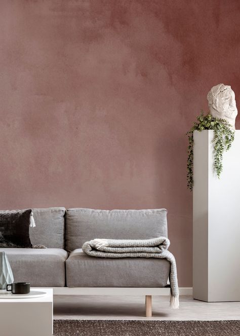 Create an inviting atmosphere in your home with beautiful watercolor wallpapers. Summer House's new collection VENTUS contains ten soothingly soft and stylish watercolor wallpapers, perfect for any room or style. #watercolourwallpaper #wallpaperdecor #tapetinspiration #tapet #wallpaper #wallmural #inredning #wallpaperdesign #wallpaperart #interiorforinspo #inredningsinspiration #behang #tapetenliebe #interiordesign Pink Limewash, Lime Wash Walls, Limewash Walls, Violet Room, Pink Calcite, Lime Wash, Stone Wall Design, Washing Walls, Wallpaper Project