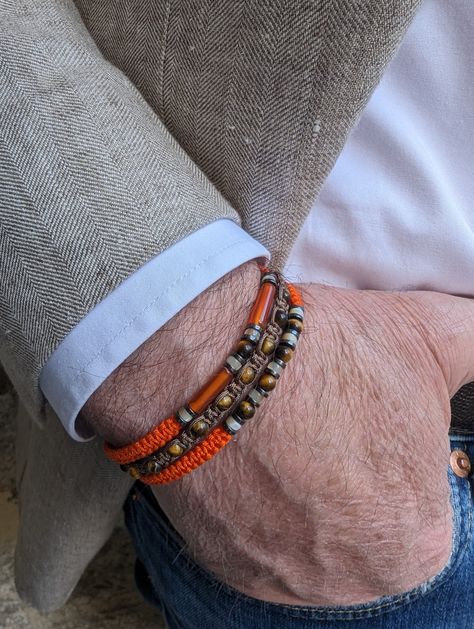 Spiritual Brown Braided Bracelets With Natural Stones, Casual Brown Hand Wrapped Braided Bracelets, Masculine Jewelry, Mens Bracelet Designs, Bracelets Design, Beads Bracelet Design, Tiger Eye Beads, Protection Bracelet, Eye Beads