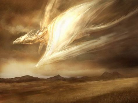 Desert Dragons control light and sand. They typically have golden colors [BH] Mtg Art, Dragon Images, Fields Of Gold, Beautiful Dragon, Dragon Pictures, White Dragon, Mystical Art, Mythological Creatures, Fantasy Dragon