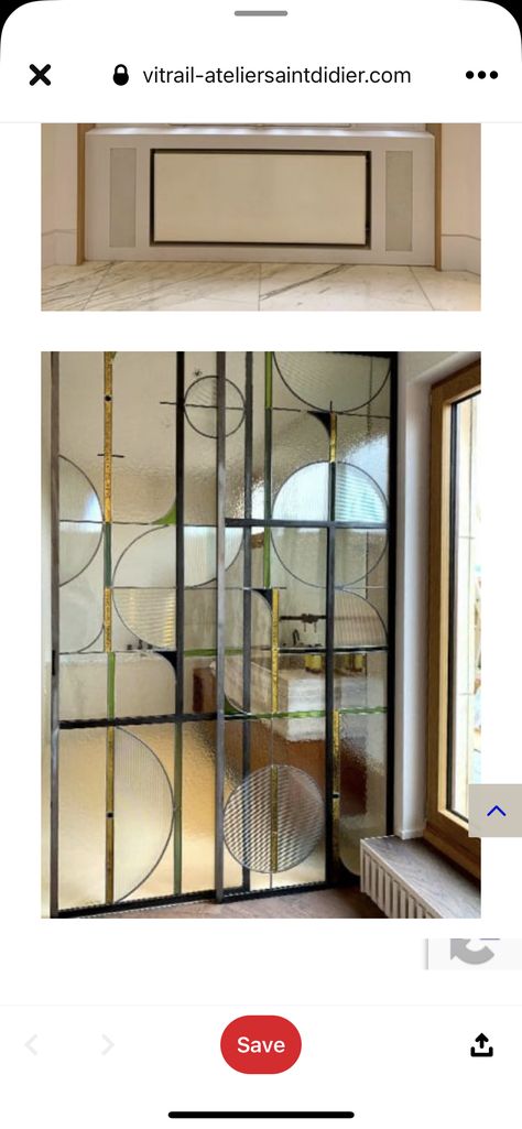 Modern Stain Glass Windows, Stained Glass Modern Design, Modern Stained Glass Art, Stained Glass Art Deco, Art Deco Screen, Industrial Lamp Design, Steel Interior Design, Art Deco Doors, Metal Room Divider