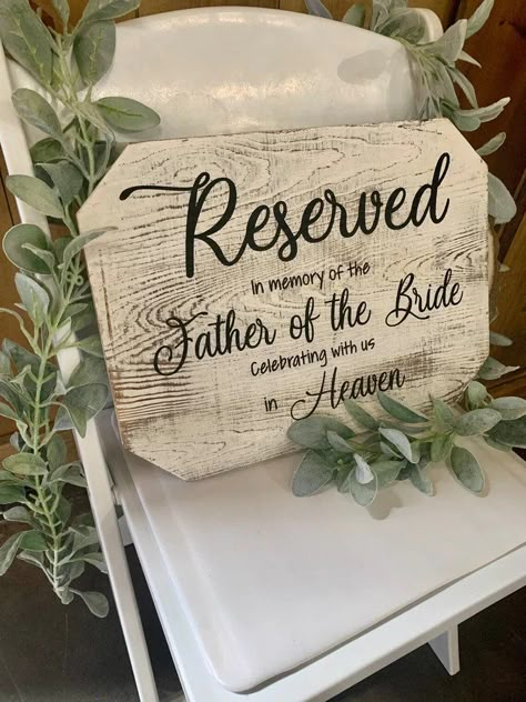 Reserved Sign, Memorial Wedding, Wedding Chair Signs, Western Themed Wedding, Wedding Memorial Sign, Memory Table, Personalized Wedding Sign, Custom Memorial, Wedding Chair